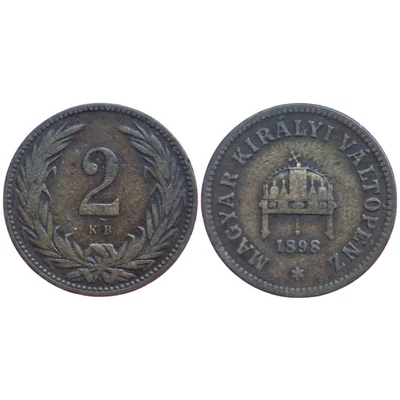 1898 2 Fillér bronz érme