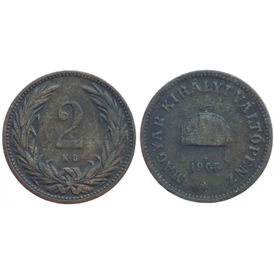 1905 2 fillér bronz érme