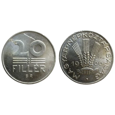 1966 20 Fillér aUNC érme