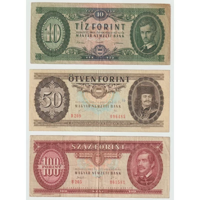 Magyar bankjegyválogatás (3 db) – 1980-as évek kiadásai