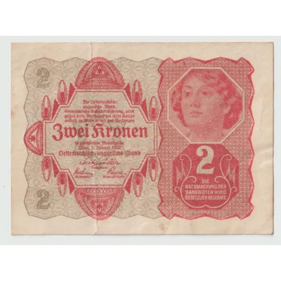 1922 2 Kronen Osztrák bankjegy