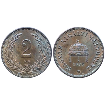 1895 2 Fillér bronz érme