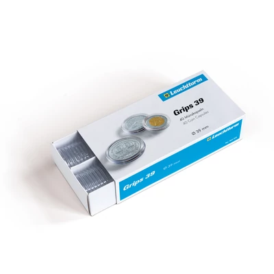 Leuchtturm Grips Érme Tároló Kapszulák - Belső Átmérő 39 mm, 40 db egy csomagban