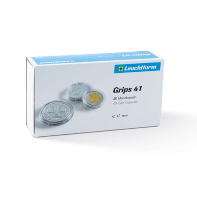 Leuchtturm Grips Érme Tároló Kapszulák - Belső Átmérő 41 mm, 40 db egy csomagban