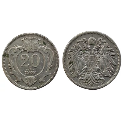 1908 20 Heller érme– Osztrák–Magyar Monarchia