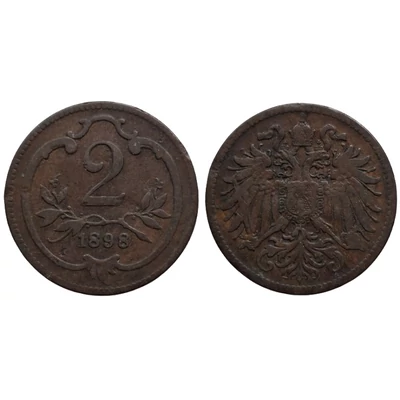 1898 2 Heller bronz érme