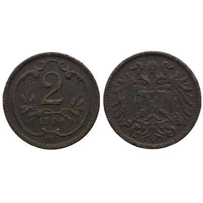 1900 2 Heller bronz érme