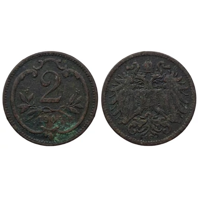 1904 2 Heller bronz érme