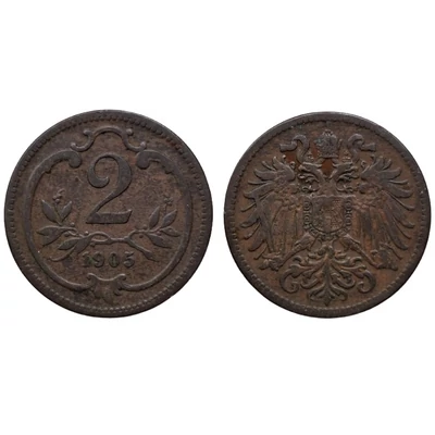 1905 2 Heller bronz érme