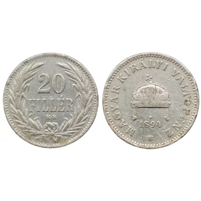 1894 20 Fillér nikkel forgalmi érme – Magyar Királyi Váltópénz