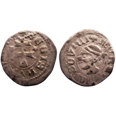 I. Lajos (1342-1382) Szerecsenfejes ezüst dénár érme ÉH: 432