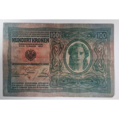 1912 100 korona bankjegy Numizmatika-bankjegyek