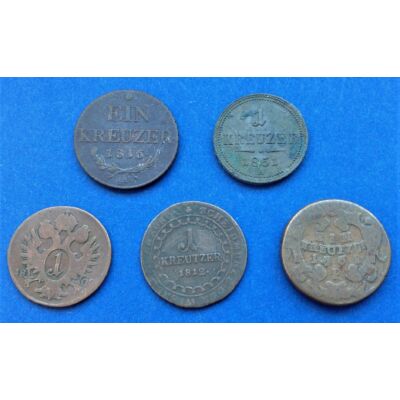 5 darabos Krajcár érme sor kezdő gyűjtőknek 1761-1851