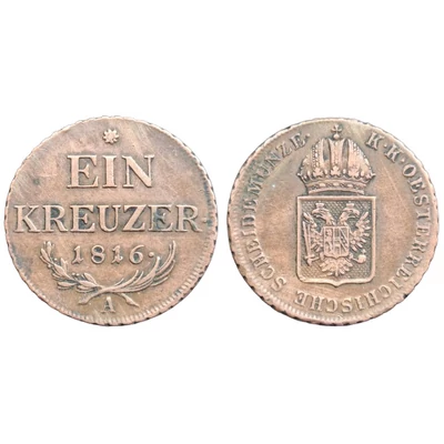 1816 Ein kreuzer (1 krajcár) Osztrák réz érme 