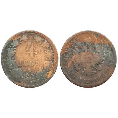 1868 4 Krajcár réz érme Osztrák Váltópénz