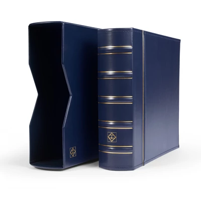 Leuchtturm Ligatum Classic album – 200 db bankjegy vagy képeslap tárolására, védőtokkal, kék