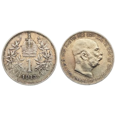 1913 1 korona ezüst érme