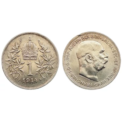 1914 1 korona ezüst érme