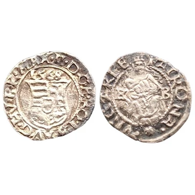 II. Miksa ezüst dénár (1565–1575) érme
