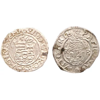 II. Miksa ezüst dénár (1565–1575) érme