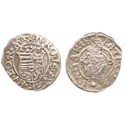 II. Miksa ezüst dénár (1565–1575) érme