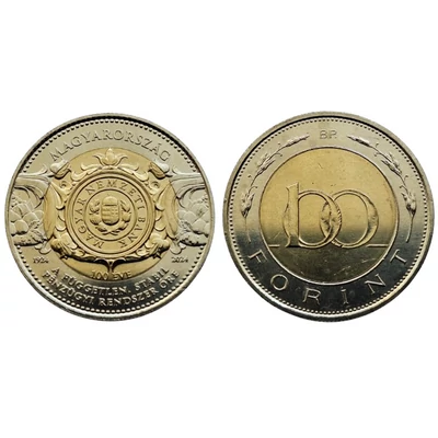 2024 100 forint érme 100 éves a Magyar Nemzeti Bank emlékveret, verdefényes állapotban, rollniból!