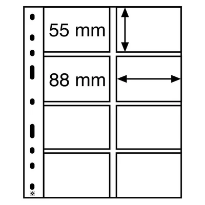 Az OPTIMA lapok speciális, vegyi lágyítóktól mentes fóliából készülnek, 4 irányú elosztással. Lapméret. 88 x 55 mm. Teljes méret: 202 x 252 mm. Szín: átlátszó.