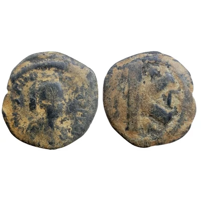 I. Justinianus bizánci bronz érme Kr.u. 527-565 AE fél Follis SB 164