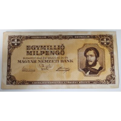 1945 1 millió Pengő F bankjegy Numizmatika - bankjegyek