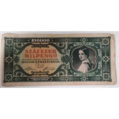 1946 100 ezer milpengő bankjegy VF