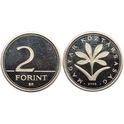 2005 2 forintos érme – Proof (PP) kivitel, forgalomba került példány