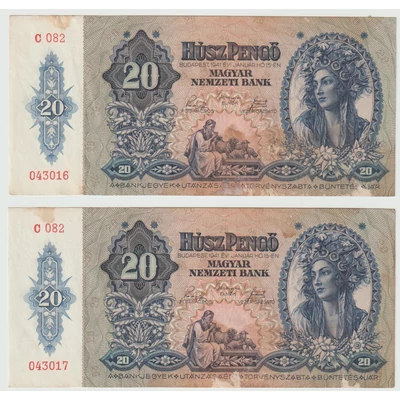 1941 20 Pengő bankjegy VF