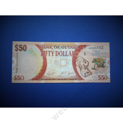2016 Guyana 50 dollar UNC bankjegy. Sorszámkövető is lehet! Numizmatika - bankjegyek