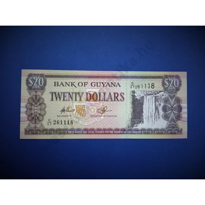 1996 Guyana 20 Dollár UNC bankjegy. Sorszámkövető is lehet! Numizmatika - bankjegyek