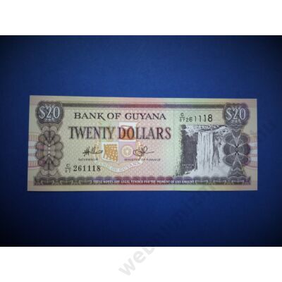 1996 Guyana 20 Dollár UNC bankjegy. Sorszámkövető is lehet! Numizmatika - bankjegyek