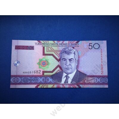 2005 Türkmenisztán 50 Manat UNC bankjegy. Sorszámkövető is lehet! Numizmatika - bankjegyek