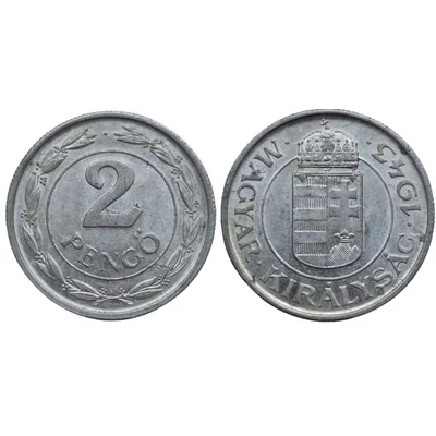 1943 2 Pengő verdefényes forgalmi érme