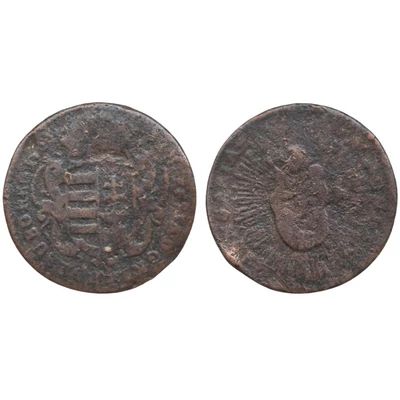 1766 réz Dénár – Mária Terézia, Patrona Hungariae motívummal
