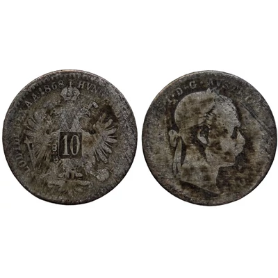 1868 10 Krajcár ezüst érme