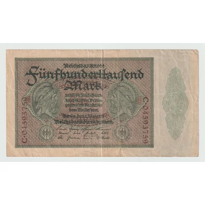 1923 500000 Márka - Fünfhunderttausend Mark bankjegy - Reichsbanknote Németország