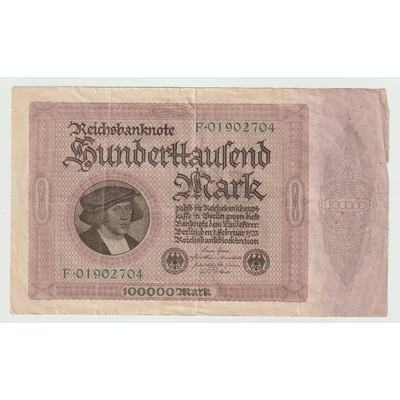 1922 100000 Márka - Hunderttausend Mark bankjegy - Reichsbanknote Németország