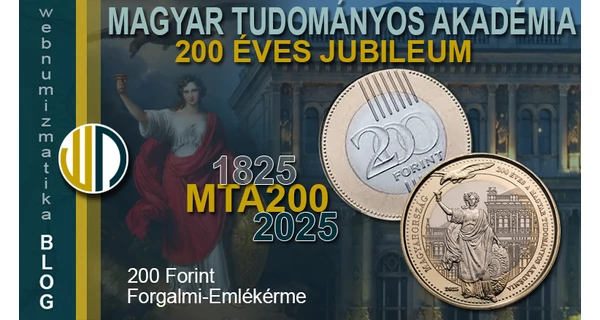 Borura derű - új 200 forintos érme a Magyar Tudományos Akadémia 200 éves jubileumára 2025 november elején